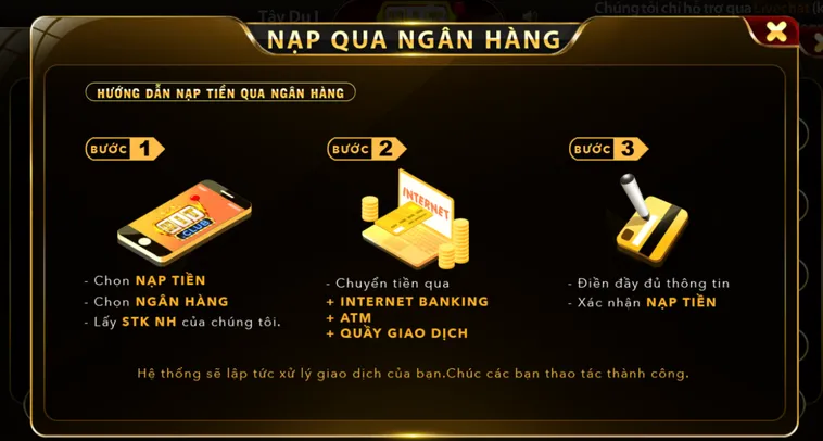Quy trình nạp tiền qua tài khoản ngân hàng chuẩn xác nhất tại Hirclub.
